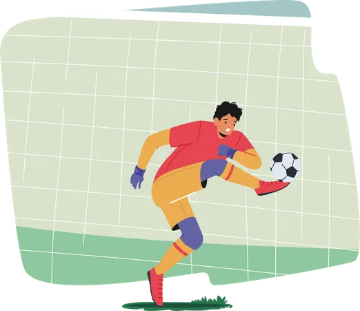 Goalkeeper kicking ball Illustration