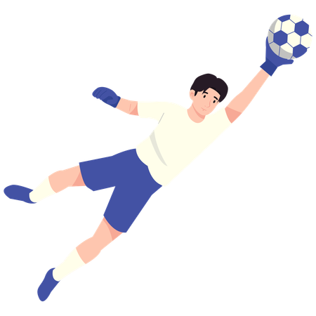 Goalkeeper Making Flying Save  Illustration