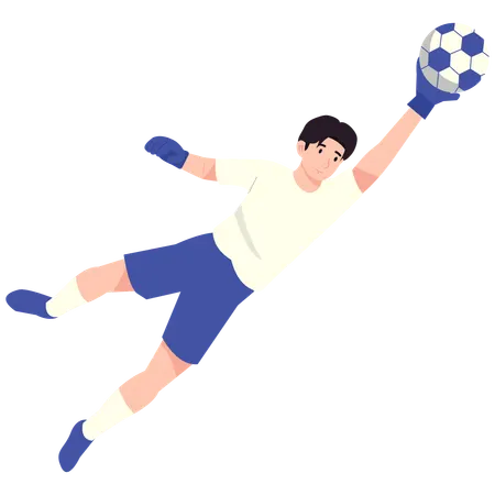 Goalkeeper Making Flying Save  Illustration