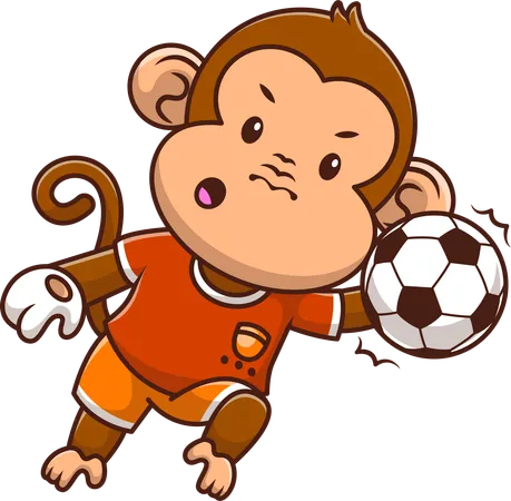 Goalkeeper Monkey Catching Ball  Illustration