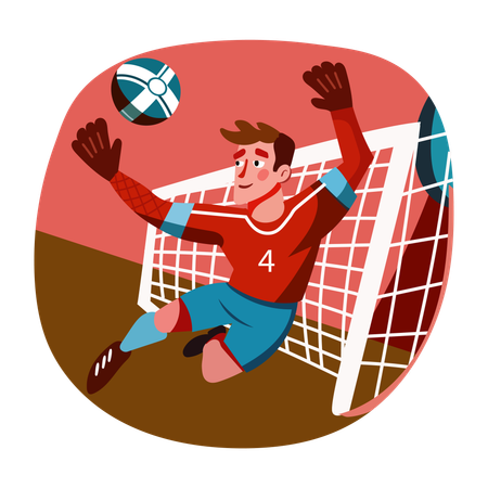 Goalkeeper trying to save goal  Illustration