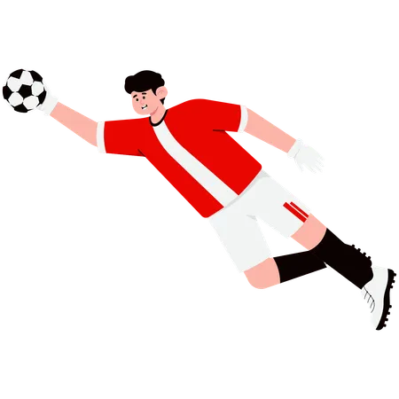 Goalkeeper who is blocking the ball  Illustration