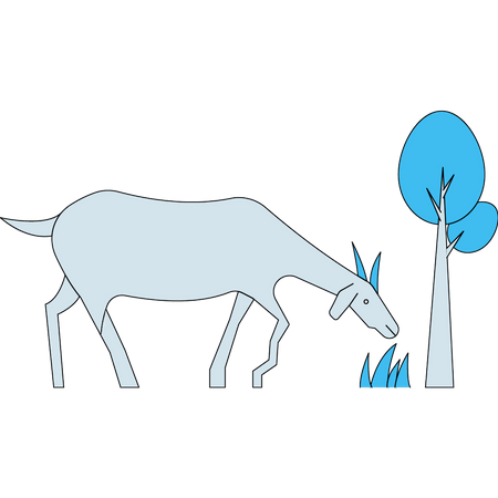 Goat eating the grass Illustration