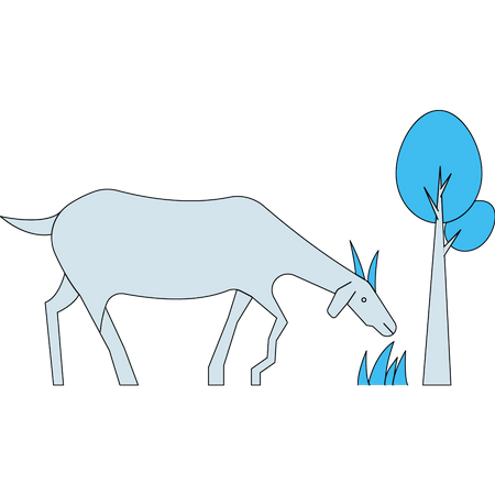 Goat eating the grass  Illustration