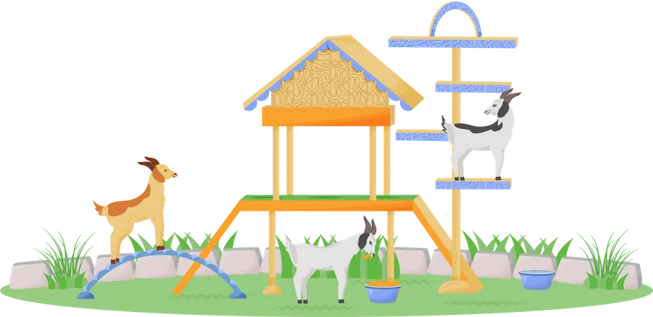 Goat in playhouse Illustration