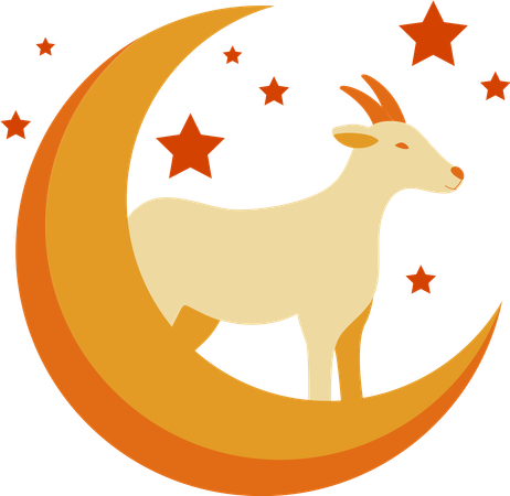 Goat with moon  Illustration