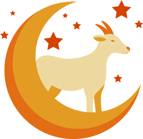 Goat with moon  Illustration