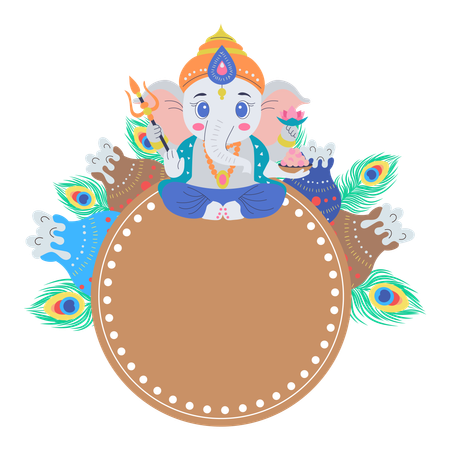 God Ganesha in frame  Illustration