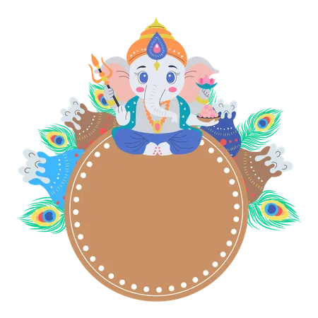 God Ganesha in frame  Illustration