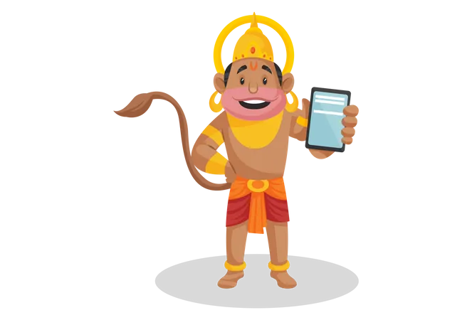 God Hanuman showing mobile Illustration