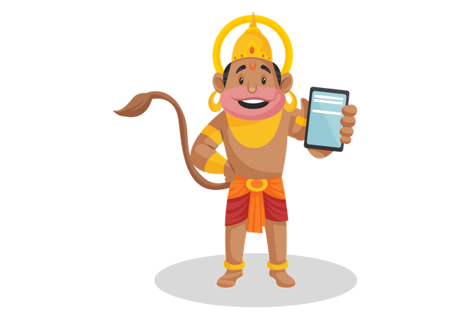 God Hanuman showing mobile  Illustration