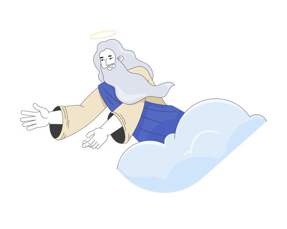 God reaching from clouds  Illustration