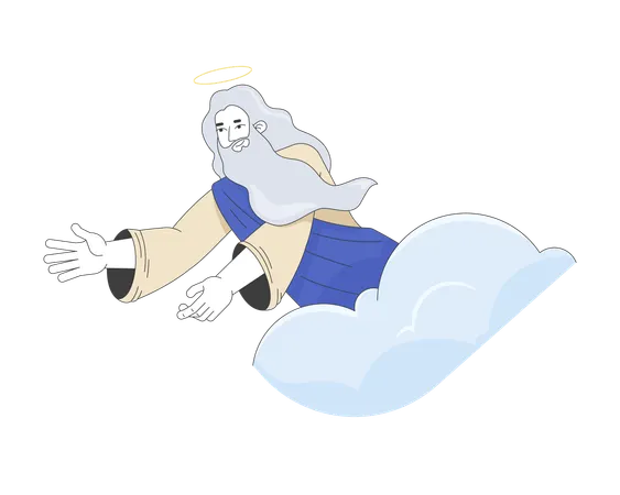 God reaching from clouds  Illustration