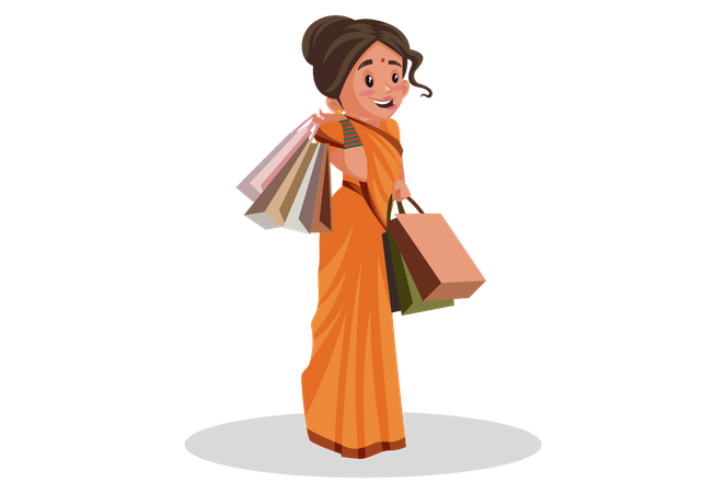 Goddesses Sita doing shopping  Illustration