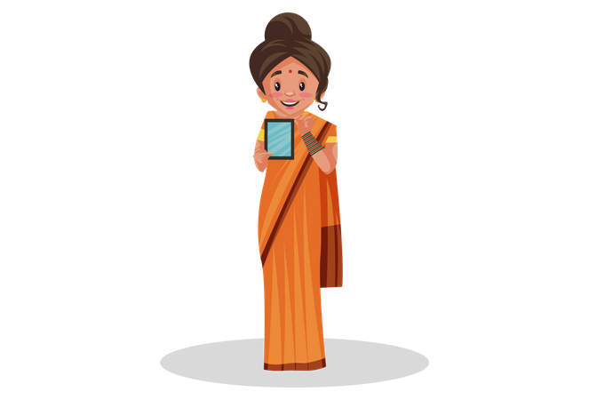 Goddesses Sita showing mobile  Illustration