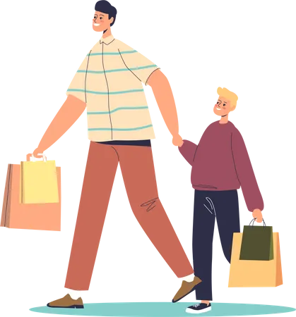 Going for shopping with father  Illustration