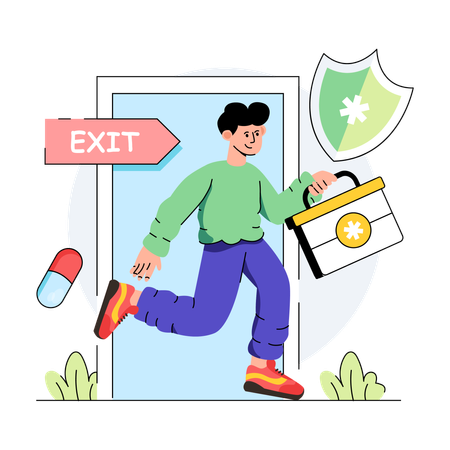 Going home from hospital  Illustration