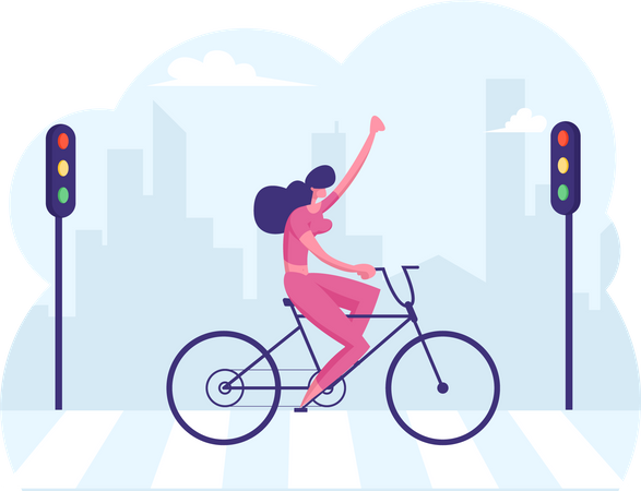 Going to office while riding bicycle Illustration