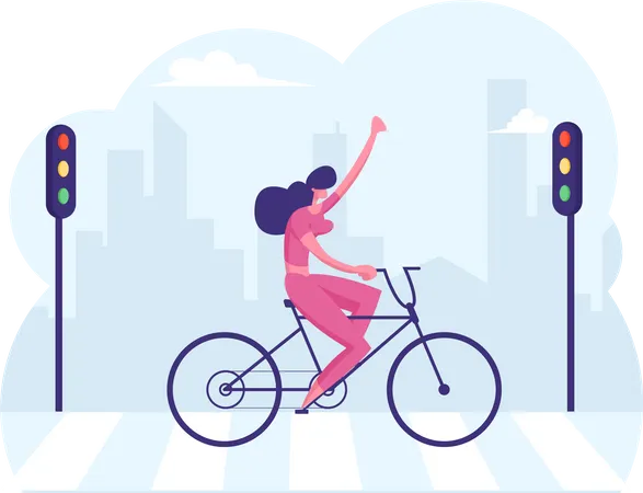Going to office while riding bicycle Illustration