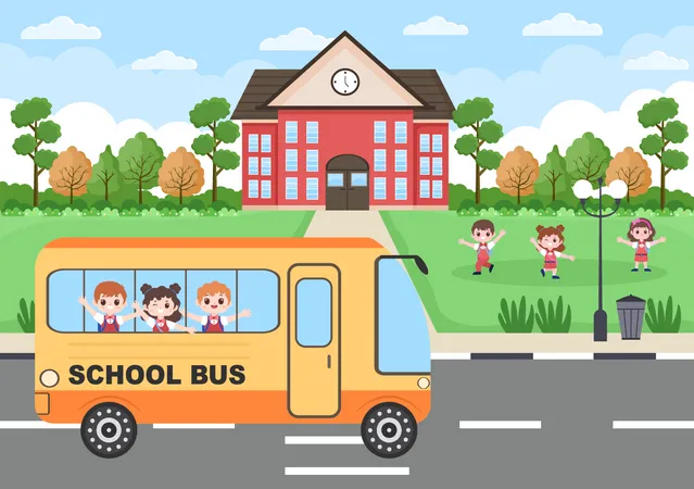 Going to school  Illustration