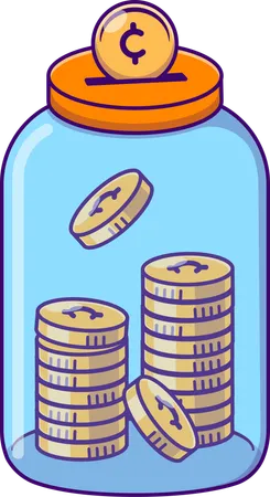 Gold Coin In Jar  Illustration