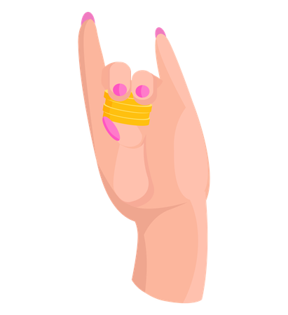 Gold coins pile in human hand  Illustration