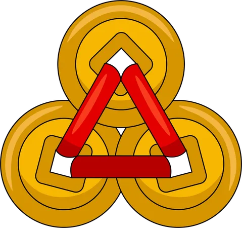 Gold coins red triangle  Illustration