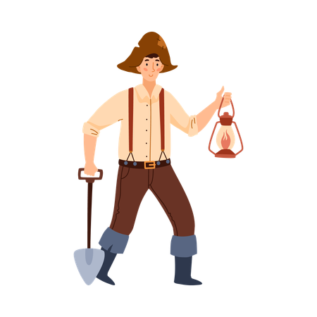 Gold digger or miner male cartoon character  Illustration