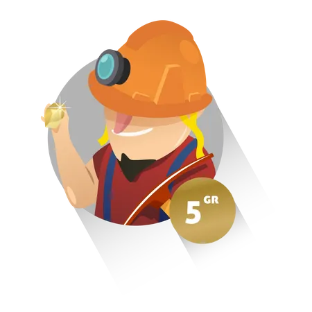 Gold minder picking up  Illustration