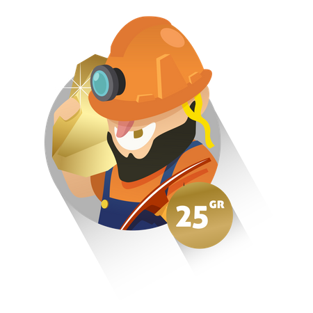 Gold miner picking up gold  Illustration