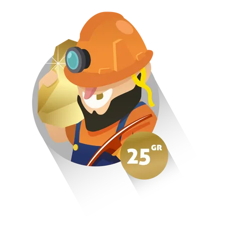 Gold miner picking up gold  Illustration