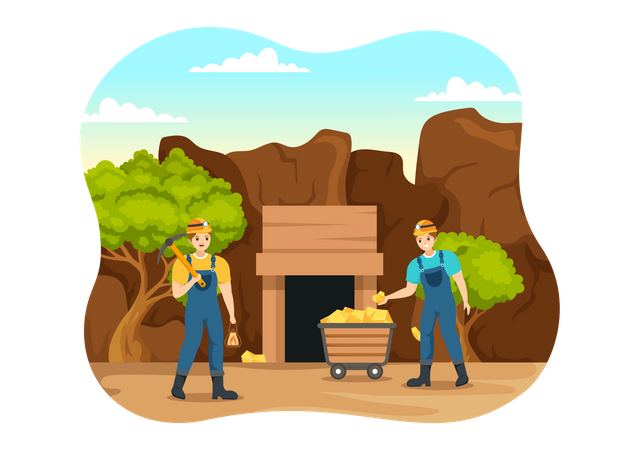 GOLD Mining Worker  Illustration