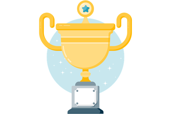 Gold trophy with small star accessories on top  イラスト