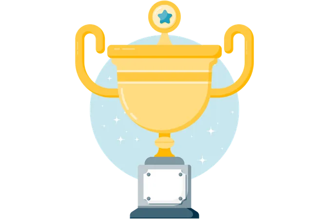 Gold trophy with small star accessories on top  イラスト