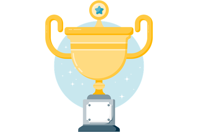 Gold trophy with small star accessories on top  Illustration