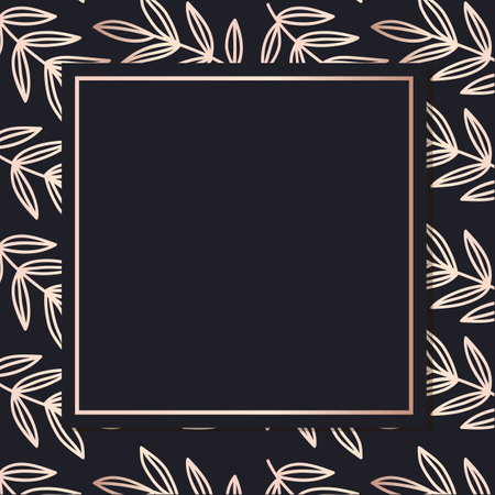 Goldener Rahmen Muster Kunst Vektor Blätter elegante Hintergrund Cover Karte  Illustration