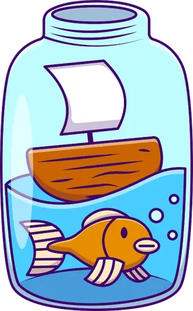 Goldfish In Jar  Illustration