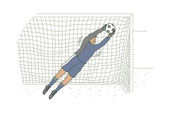 Goleiro de futebol pegando bola  Ilustração