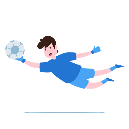 Goleiro pega a bola  Ilustração