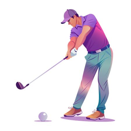 Golf athlete planning tee shot  Illustration