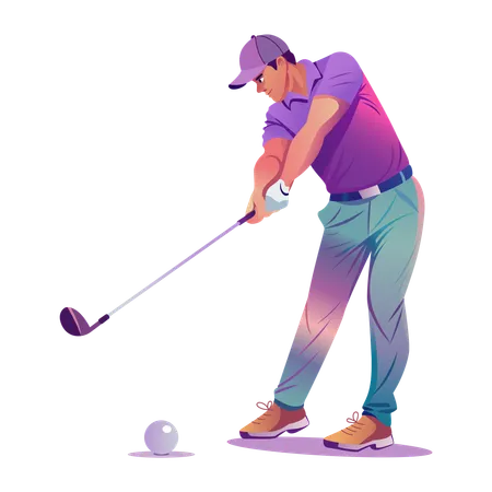 Golf athlete planning tee shot  Illustration