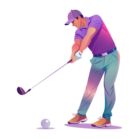 Golf athlete planning tee shot  Illustration