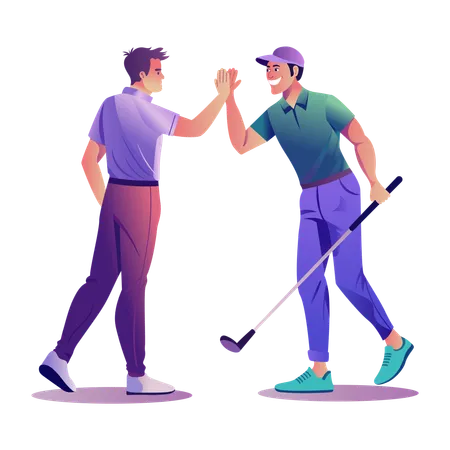 Golf Competitors doing high five  Illustration