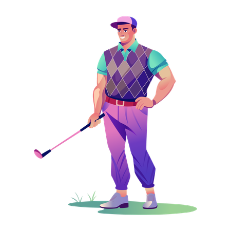 Golf-Experte spielt Golf  Illustration