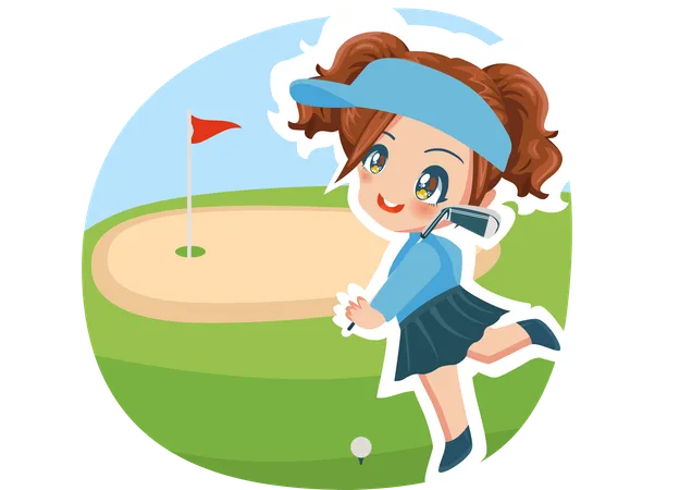 Golf Chibi Girl Illustration Illustration