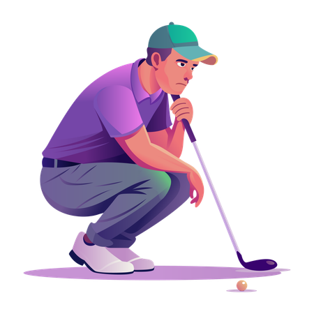 Golf man Reading position  Illustration