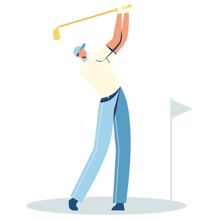 Golfer, der Golf spielt, während er Follow-Through spielt  Illustration