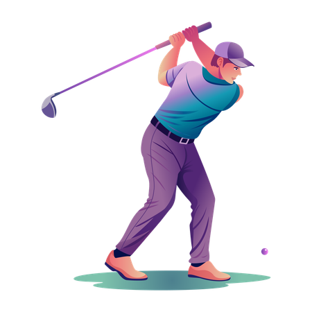 Golf Player depicting golf Swing shot  Illustration