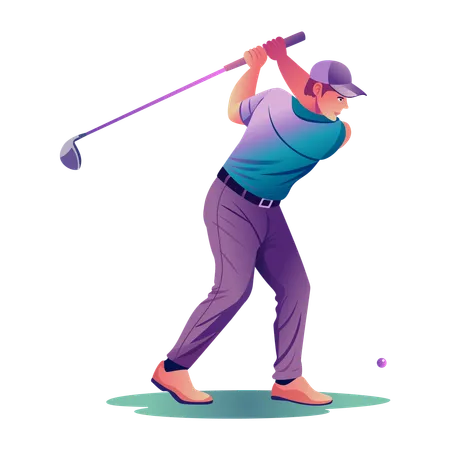 Golf Player depicting golf Swing shot  Illustration