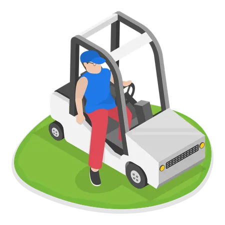 Golf player driving golf car  Illustration